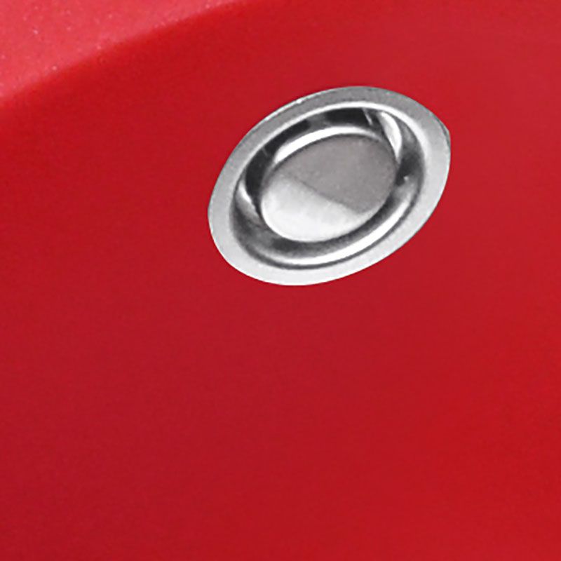 Quartz Kitchen Sink Single Bowl Red Round Kitchen Sink with Drain Assembly