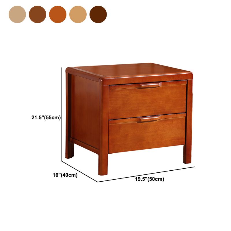 Modern 18 Inch H Bed Nightstand 2-Drawer Solid Wood Oak Legs Included Night Table