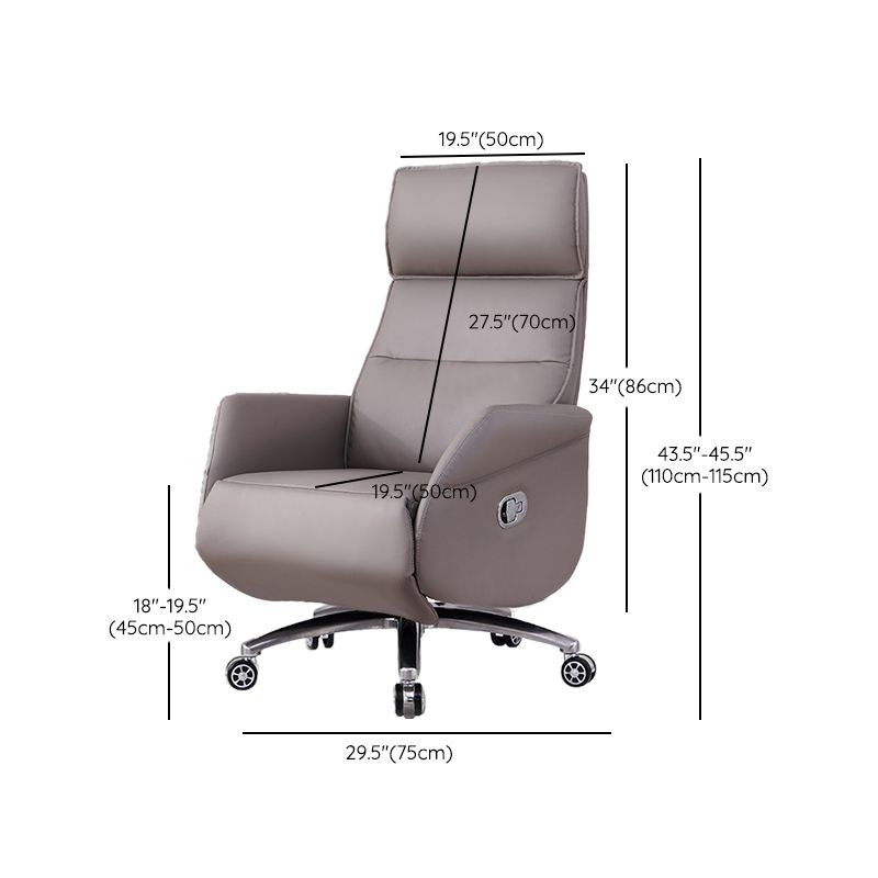 29" Wide Contemporary Managers Chair Gray Leather Executive Chair