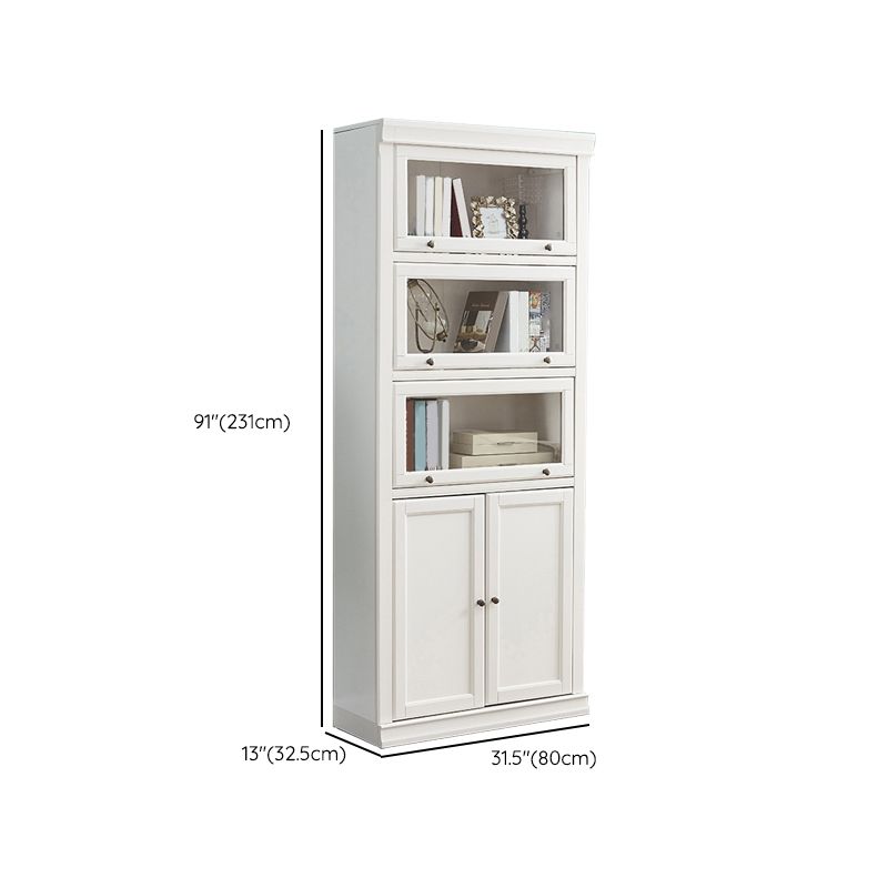 Wood Standard Bookshelf Contemporary Closed Back Bookcase with Drawers