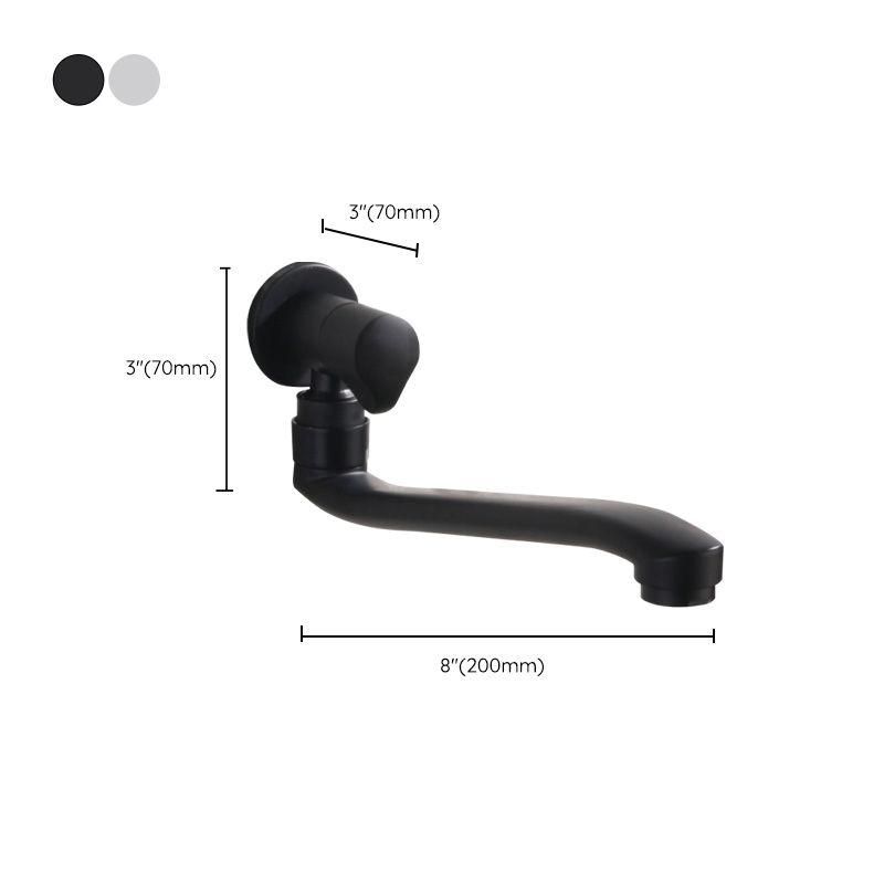 Contemporary Wall Mounted Bathroom Faucet Knob Handle Low Arc Rotatable Solid Brass Faucet