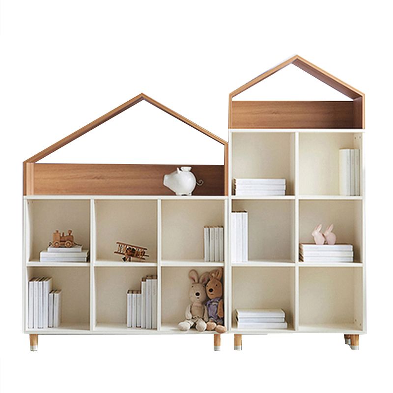 Industrial Closed Back Cubby Storage Bookcase Wood Bookshelf in Beech