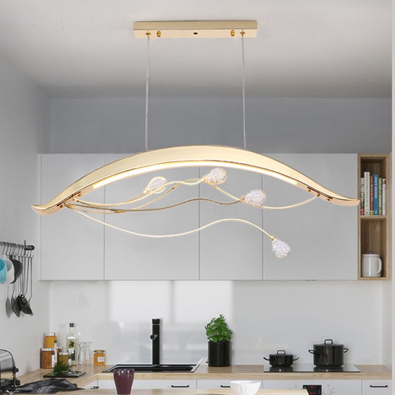 Luce a sospensione a sospensione Gold Arch Light Sospensione a LED in metallo per sala da pranzo