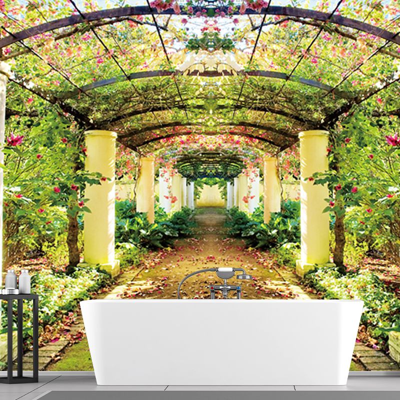 3D Visual Garden Pathway Mural Novelty Stain Resistant Living Room Wall Art, Custom Size Available