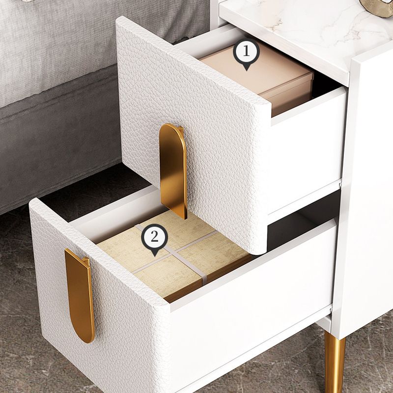 2 Drawers Bedside Cabinet Glam Night Table with Legs ,19.7" Tall