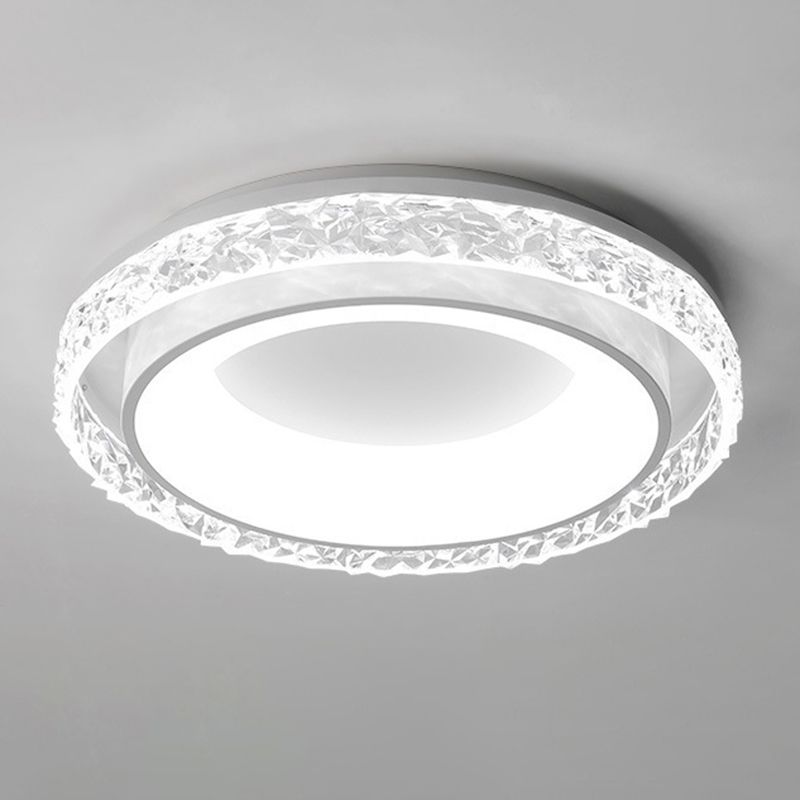 Metal and Acrylic Flush Round LED Contemporary Ceiling Flush Mount in White & Clear