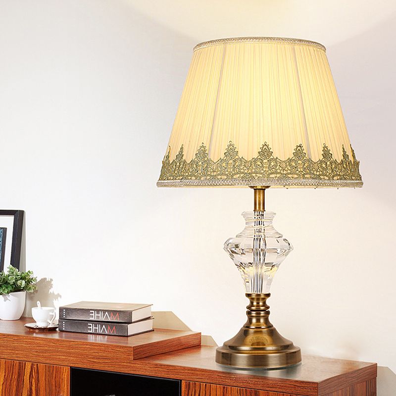 Lampada da comodino curvo contemporaneo cristallo tagliato a mano 1 lampadina leggera in beige