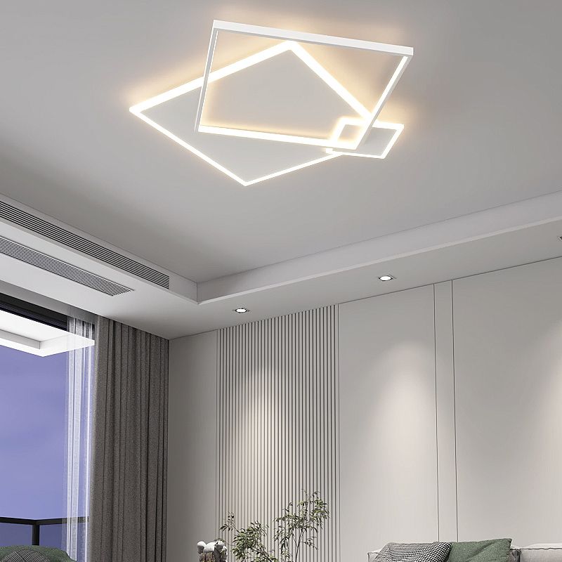 Square 3 - Light LED Ceiling Mount in Matte White Iron and Acrylic Flush