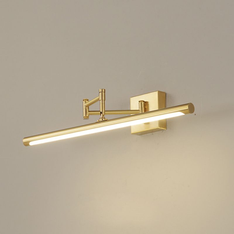 Modern Gold Vanity Light Strip Brass Swing Arm Mirror Light for Bathroom