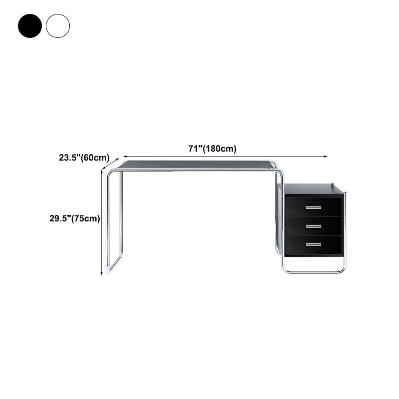 Black and White Office Desk Pedestal Wooden Writing Desk for Home