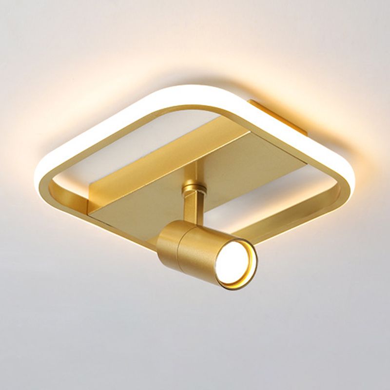 Gold 1-Light LED Semi Flush Ceiling Fixture in Modern Minimalist Style Acrylic Indoor Flush Mount