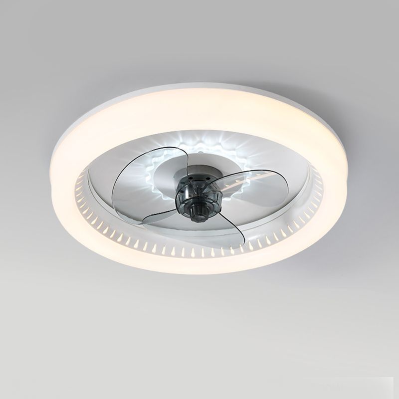 Acrylic Round LED Flush Mount Ceiling Fan Macaron Style Semi Flush Light Fixture for Bedroom