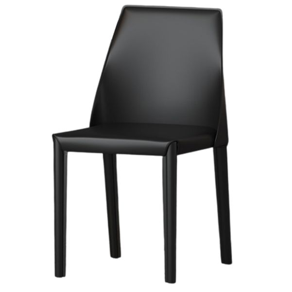 Matte Finish Side Chair with Solid Back Faux Leather Indoor Upholstered Dining Chair