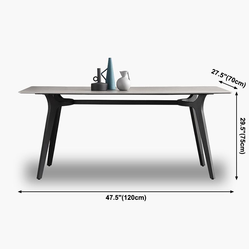 Industrial Style Sintered Stone Dining Table Metallic Base Rectangle Table for Home