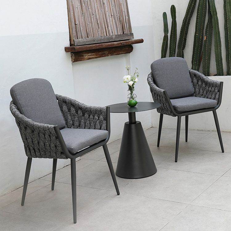 Tropical Faux Rattan Outdoor Chair with Removable Cushion and Arm