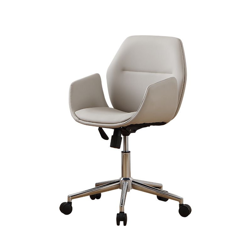 Armless Chair Leather Adjustable Seat Height Swivel Chair with Wheels