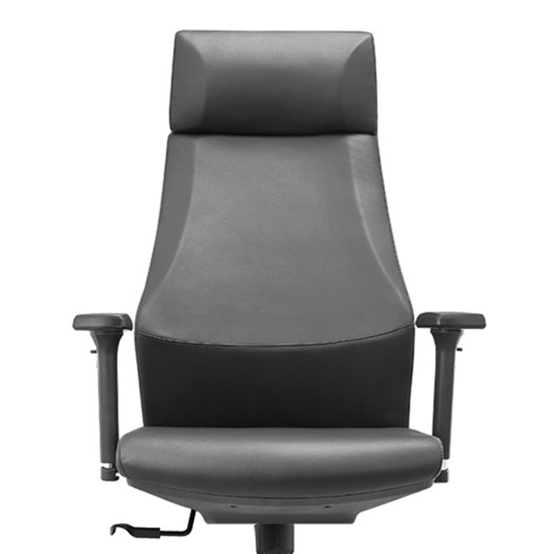 Modern Desk Chair Leather Computer Chair in Black/Gray High-Back Chair with Wheels