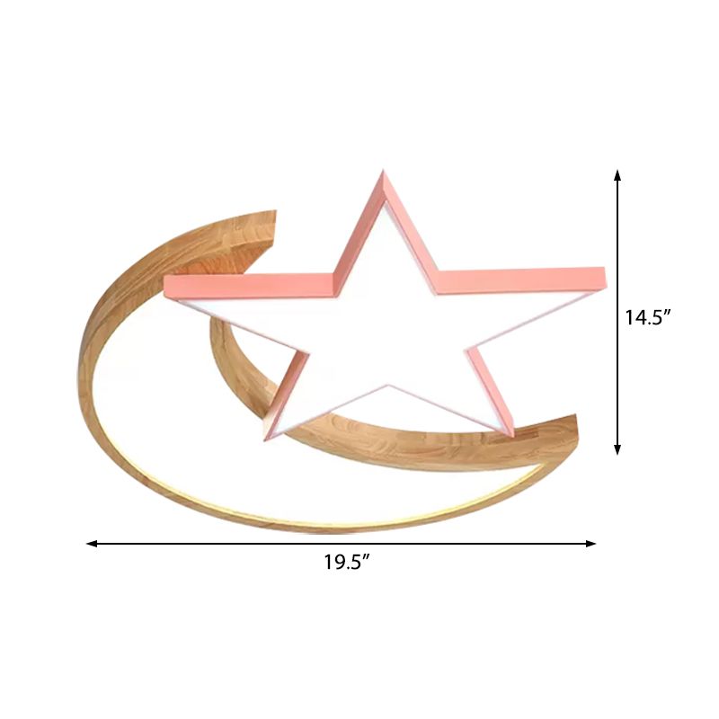 Lámpara de techo para dormitorio Moon & Star, lámpara LED empotrada de acrílico con forma de macarrón encantador