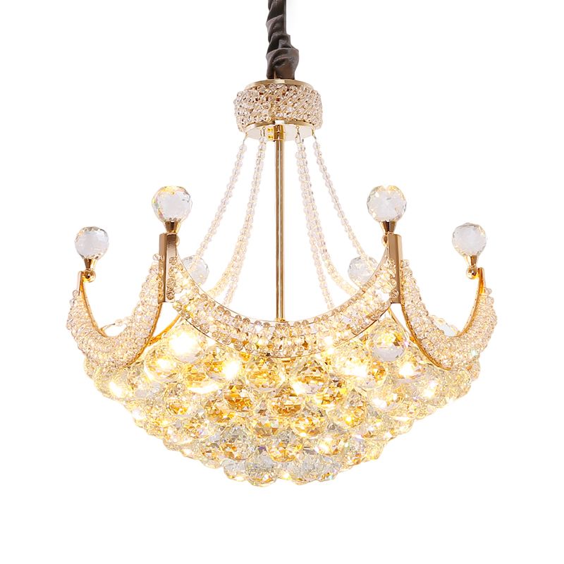 Dome Crystal Balls Chandelier Lighting Contemporary 6-Bulb Gold Ceiling Pendant Lamp Fixture