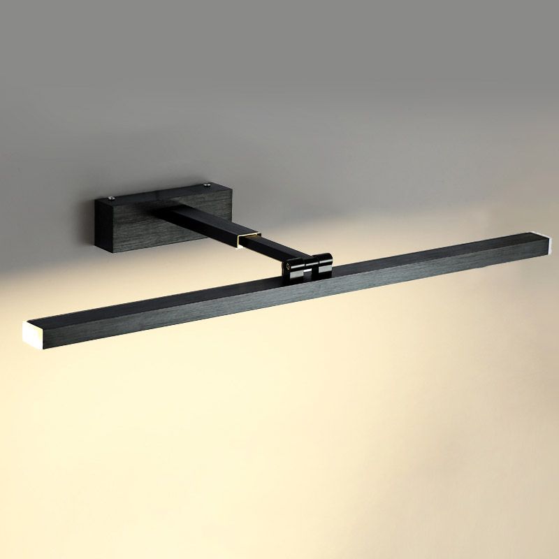 Modern Metal Vanity Light Straight 1 Light Adjustable Mirror Light in Black for Bathroom