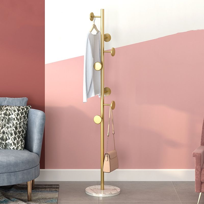 Contemporary Coat Hanger Metal Marble Detached Floor Coat Rack Living Room