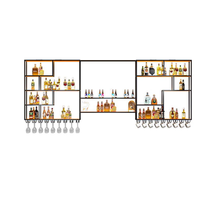 Wall Mounted Wine Rack Modern Metal Wine Bottle & Glass Rack for Bar