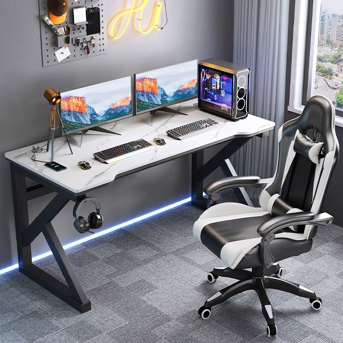 Industrial Stone Gaming Desk 29.53" Tall Computer Desk with Sled Base