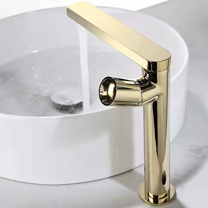 Modern Brass Bathroom Sink Faucet Low Arc with Knob Handle Vessel Faucet