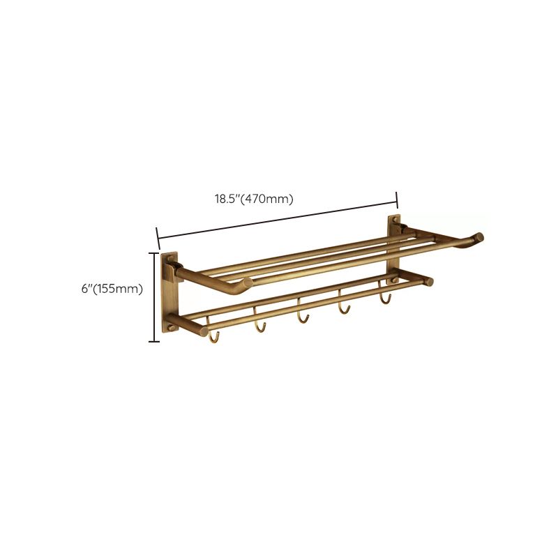 Distressed Brass Traditional Bathroom Set with Bath Shelf/Paper Holder & Towel Bar