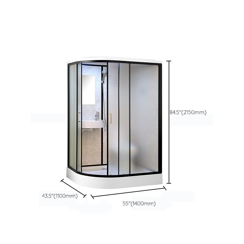 One Piece Tempered Glass Single Sliding Shower Enclosure White Frame Shower Enclosure