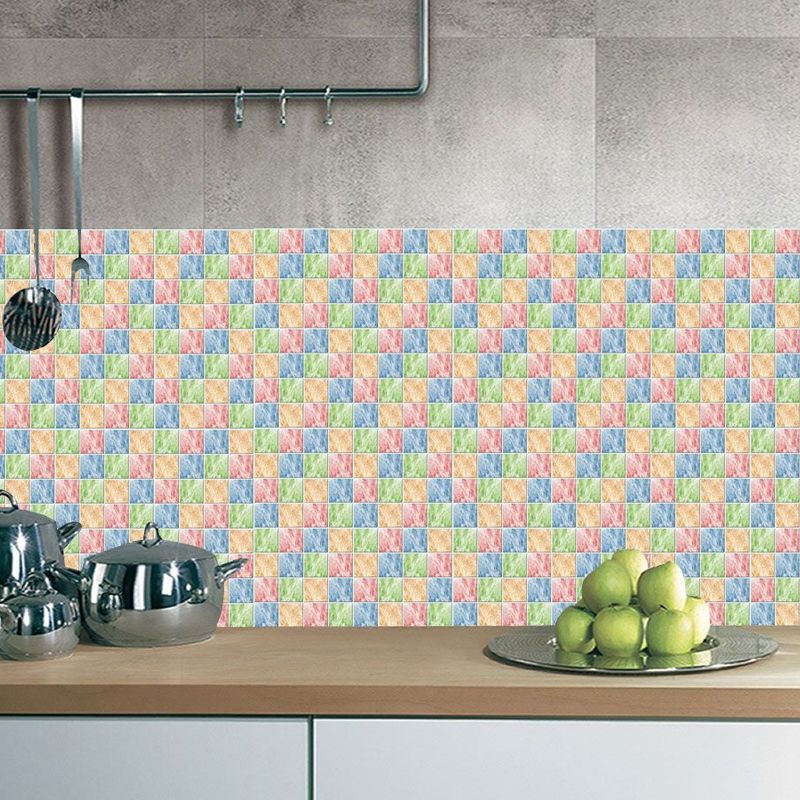 Adhesive Rainbow Marble Wallpapers Modern PVC Wall Covering for Accent Wall, Pink-Yellow