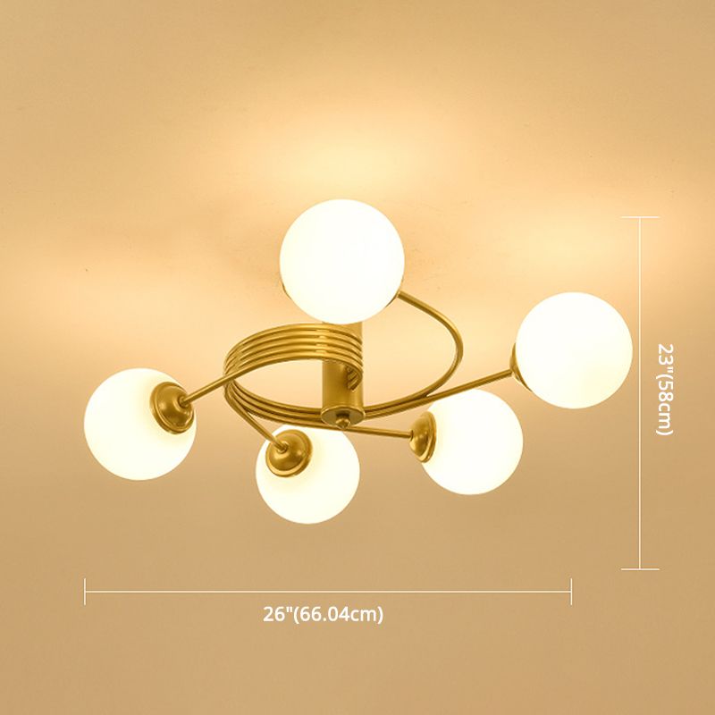 Round Flush Mount Ceiling Light Contemporary Frosted White Glass Ceiling Flush Mount for Living Room