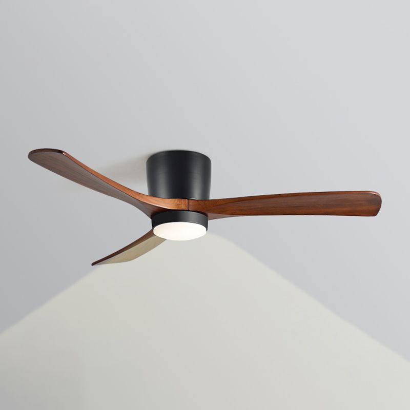 Nordic Style LED Ceiling Fan 3-Blade Fan Lighting with Wood for Restaurant