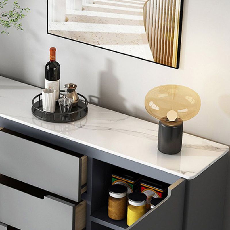 Contemporary Credenza Stone Dining Buffet with Cabinets and Drawers