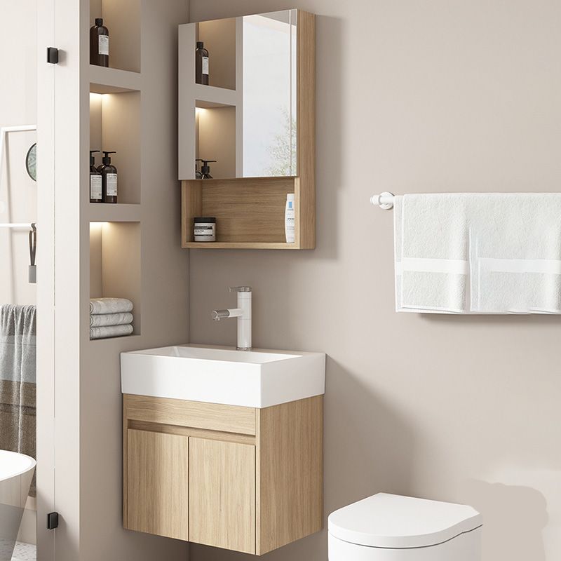 Basic Wooden Sink Vanity Wall-Mounted Vanity Cabinet with Mirror Cabinet