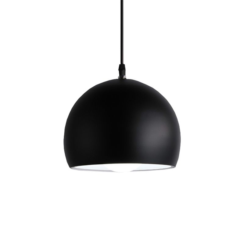 Black Globe Shade Hanging Light Industrial Style Metallic 1 Head Kitchen Pendant Lampe, 8 "/ 10" / 14 "Largeur