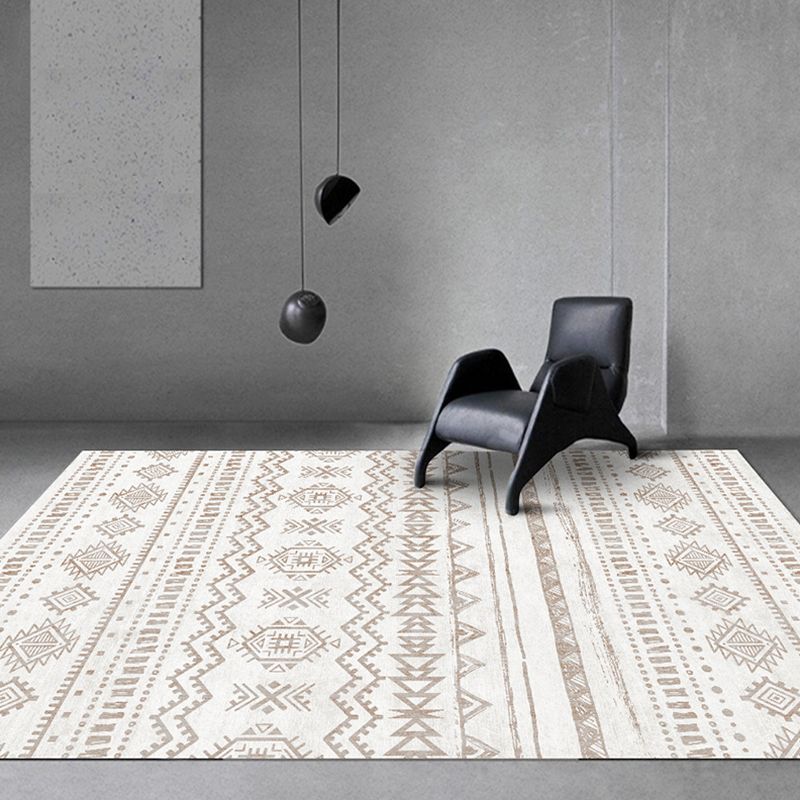 Tone blanc Boho-Chic Rapis intérieur Polyester Tribal Modèle Tapis Easy Care Care For Home Decoration