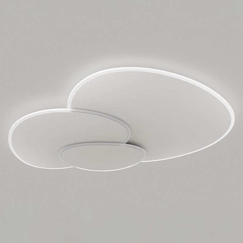 3 - Light LED Flush Mount in Matte White Contemporary Iron and Acrylic Ceiling Flush