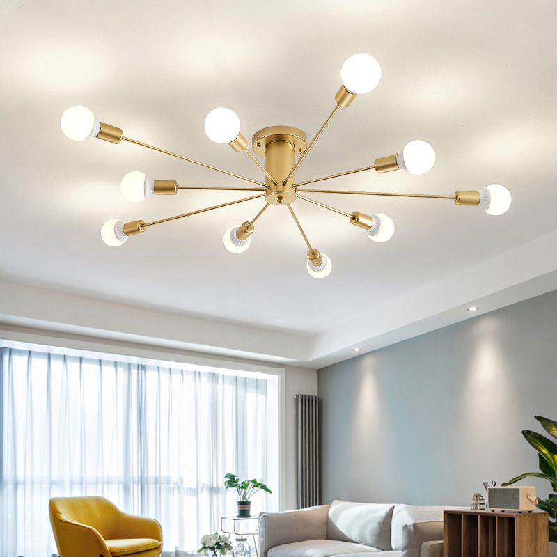 Modern Flush Mount Ceiling Light Golden Metal Lighting for Home