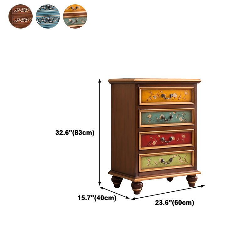 Traditional Vertical Chest Wooden Storage Chest with Drawers for Bedroom