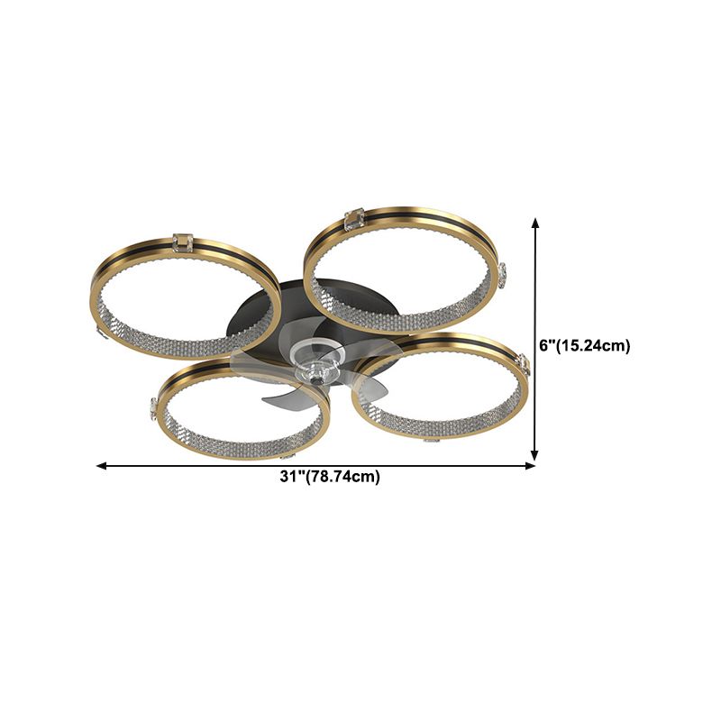 5-Blade Metal Ceiling Fan Modernism Golden Fan with Light for Room