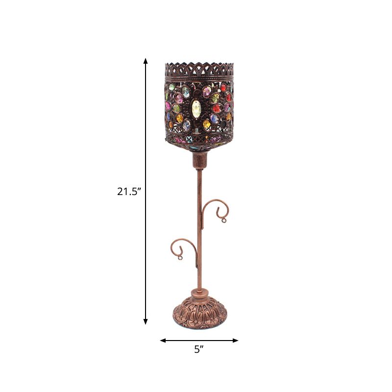 Acrylic Beaded Bell/Star/Cone Night Light Moroccan 1 Light Bedroom Table Lighting with Open Top in Copper