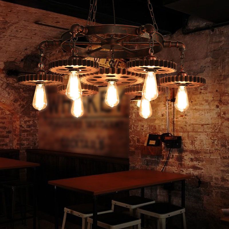 Bronze Antique Hanging Fixture Wrought Iron Bar Chandelier Pendant Lights
