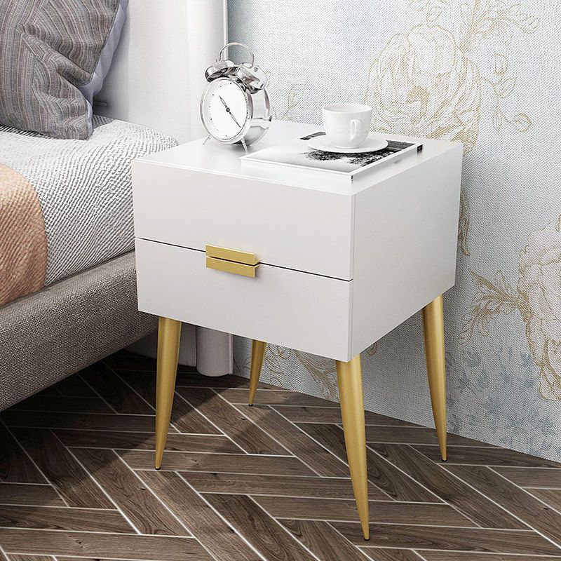 Wooden and Metal Night Table Modern Minimalist Bedside Table with Legs