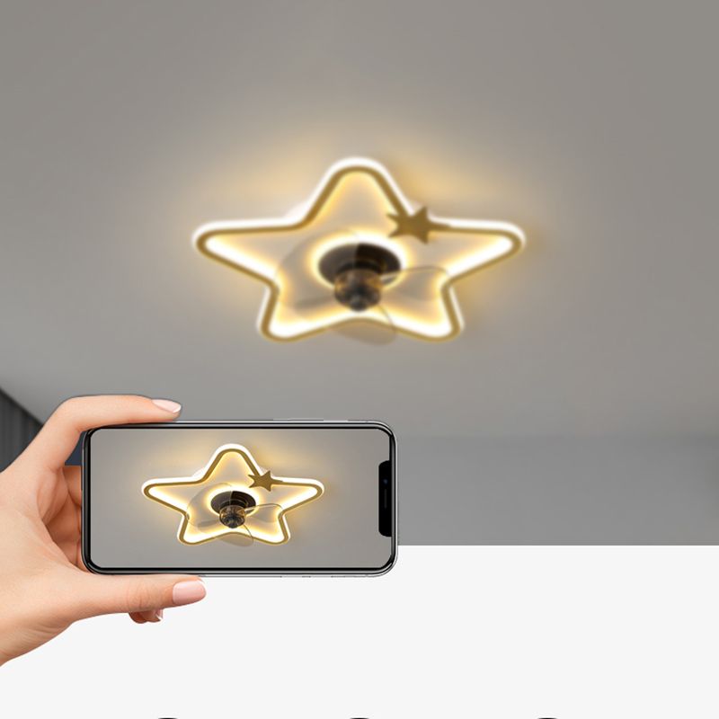 Modern Style Ceiling Fan Light LED Ceiling Mount Lamp with Acrylic Shade for Bedroom