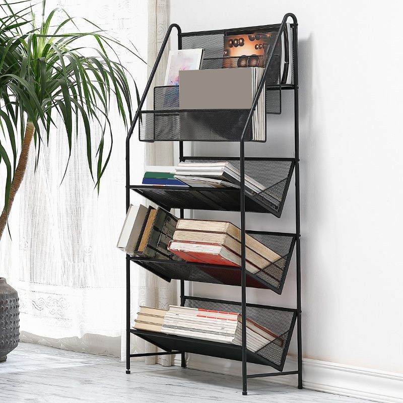 Modern Metal Book Shelf Etagere Multi Tiers Bookcase 11" Wide for Study Room