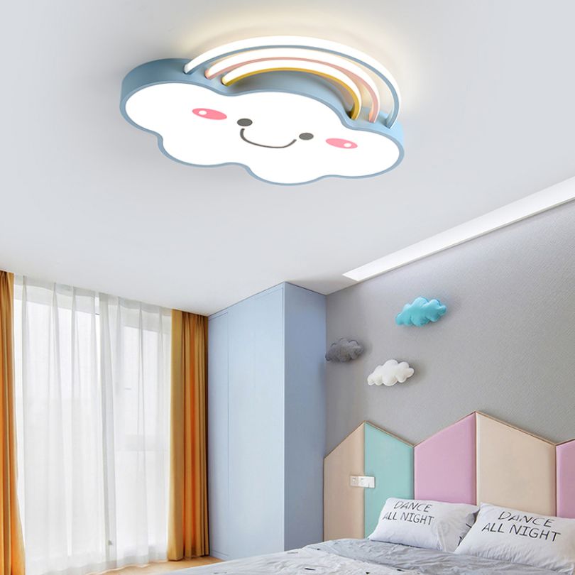 Acrylic Cloud LED Ceiling Light in Kids Creative Style Wrought Iron Flush Mount for Interior Spaces