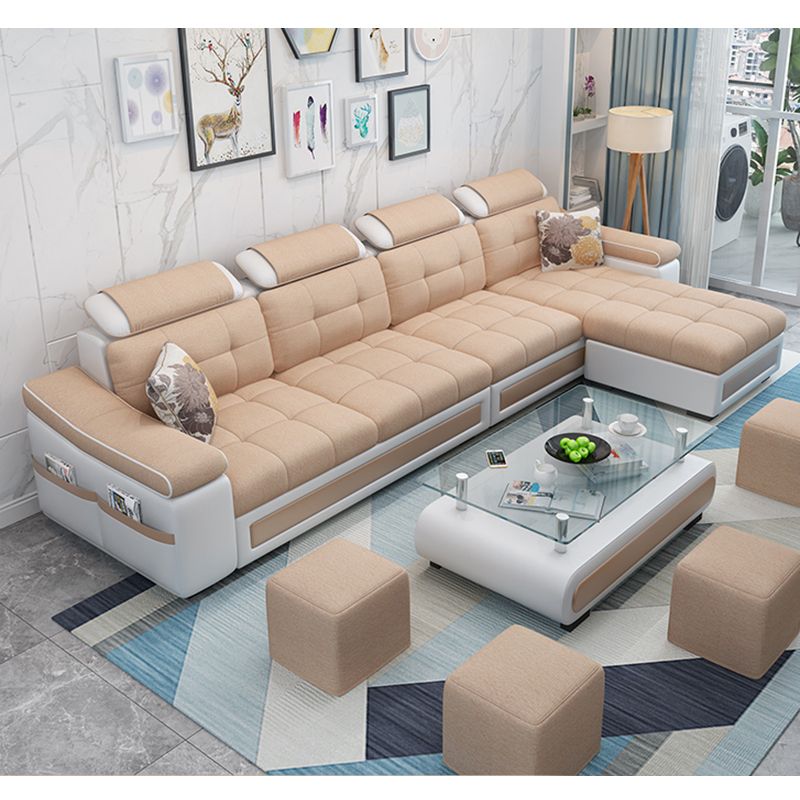 108.3"L √ó 57.09"W √ó 35.43"H Sloped Arms Sectional Slipcovered Sofa with Pocket Storage