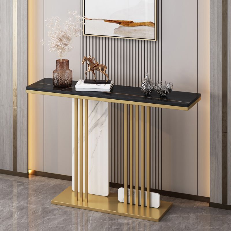 Contemporary Rectangle Console Table with Pedestal Base for Hall