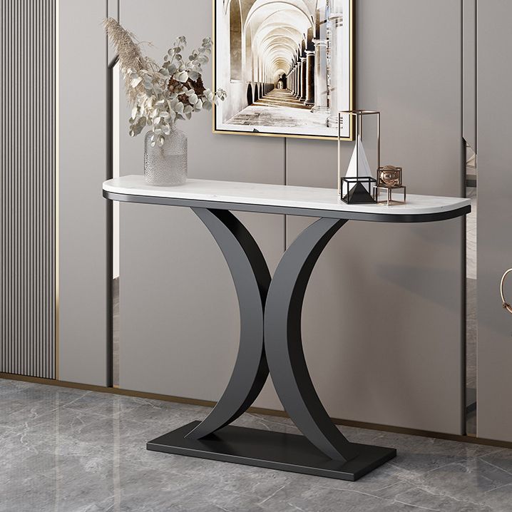 Marble Modern Console Table 31.5-inch Tall Accent Table with Shelf